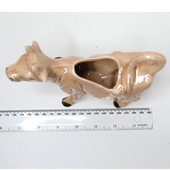 Vintage Kenmar Brown Cow w/ Brass Bell  Farmhouse Kitsch MCM Japan Ceramic Jug - Picture 6 of 10